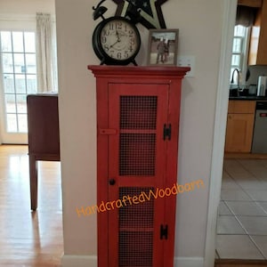Cupboard Cabinet Farmhouse with Wire Door / Solid Wood / Jelly / Pie Safe / Distressed / Fully assembled / FREE SHIPPING