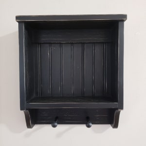 Wall Shelf with Pegs,  Open Cubby, Farmhouse Distressed,