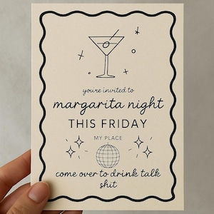 Uitnodiging Margarita Night – grappige afdrukbare feestuitnodiging, meidenavondje, happy hour-cocktailkaart, digitale download