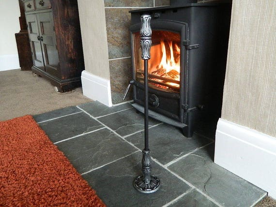 Open Fire Contemporary Style Hand Forged Wrought Iron Fire Poker with Stand
