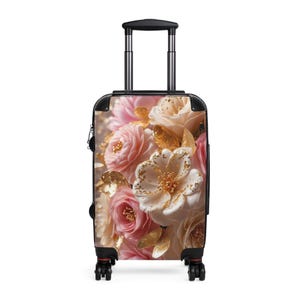 Blumen-Koffer, Reisegepäck, stilvolles Handgepäck, Blumen-Design, Urlaubstasche, Geschenk für Reisende, Reise-Accessoire