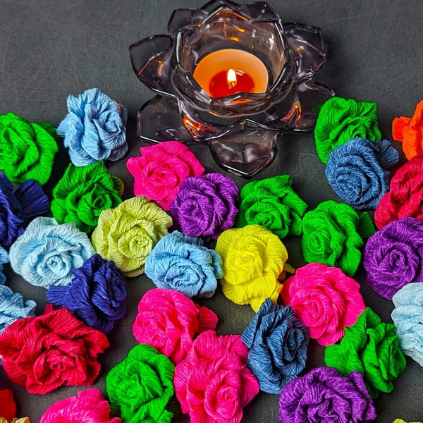 Roses de fleurs de crêpe - panier-cadeau de la Saint-Valentin - pièces maîtresses de baby shower - papier de soie personnalisé
