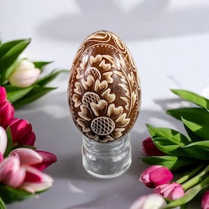 Easter Tray Decor | Happy Easter Day Ornaments, Natural & Colorful Pysanky Eggs, Springtime Home Decor Gift Ideas