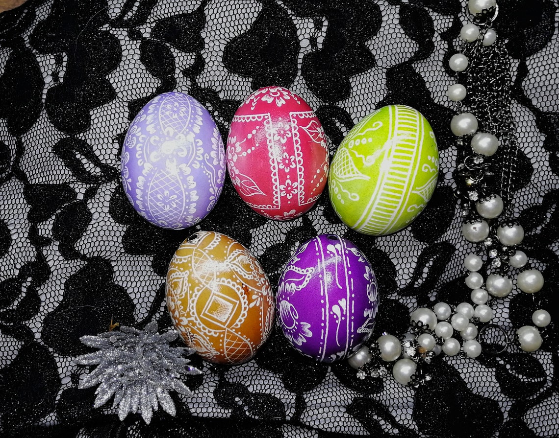 Polish Easter eggs 5 pcs traditional Etsy