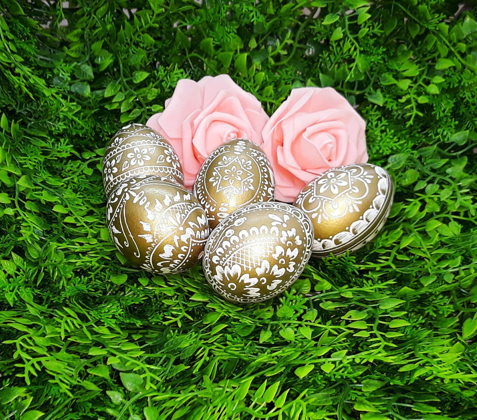 Gold Easter Eggs /set of Five Easter Eggs Etsy