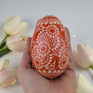 Pysanky Inspired Painted Goose Egg, Easter Floral Decor