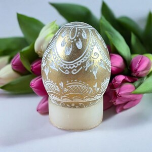Goldenes Pysanky-Ei, gravierte Osterdekoration, polnisches Geschenk