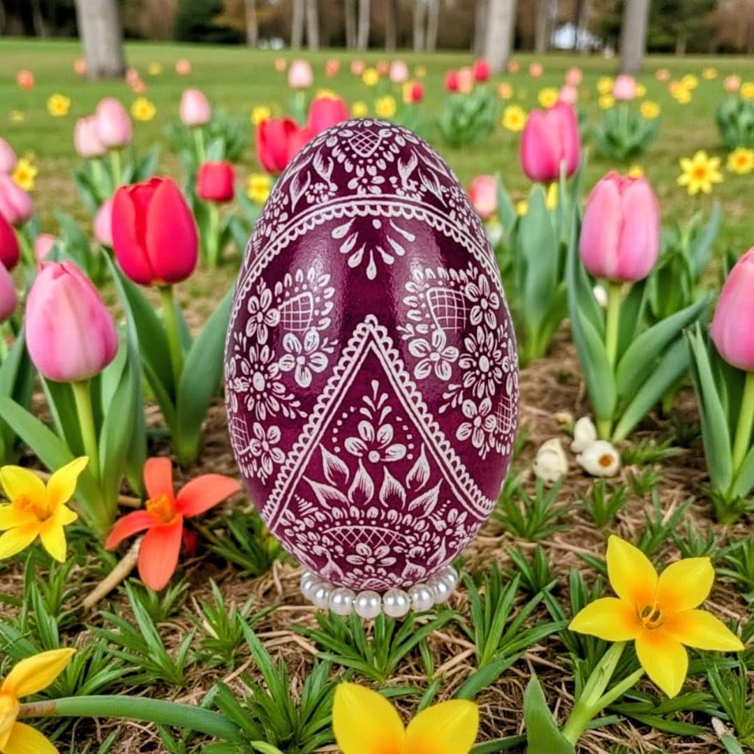 Engraved Pisanki Easter Egg – Polish Pysanky Design,pink Goose Egg - Etsy