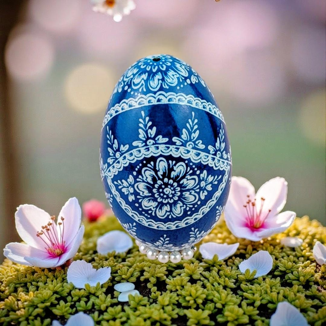 Blue Engraved Pisanki Easter Egg – Polish Pysanky Design, Goose Egg - Etsy