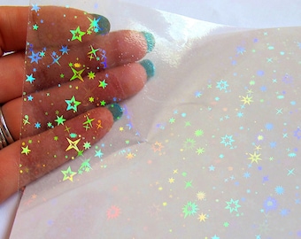 Self-Adhesive Holographic Vinyl Overlay Sticker - Sparkling Stars Design