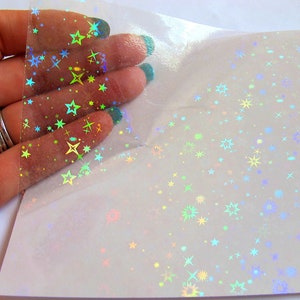 Self-Adhesive Holographic Vinyl Overlay Sticker - Sparkling Stars Design