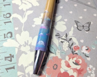 Hand Painted Bamboo Pen with Pastel Cloud Design