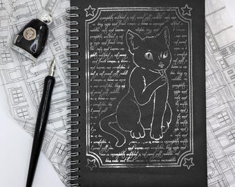 Carnet de notes avec motif chat, papier à pois, ligné ou vierge