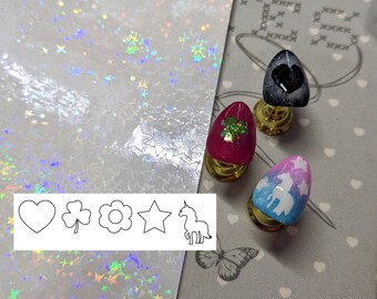 250+ Nail Vinyl Stencils in 5 Shapes - Mask with Heart, Unicorn, Star, Clover and Flower