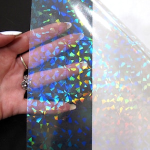 Self-Adhesive Holographic Vinyl Overlay Sticker - Shattered Glass Design