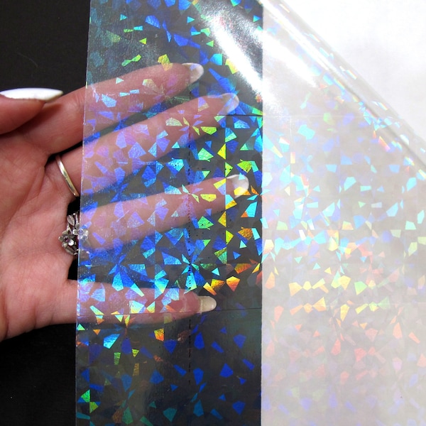 Self-Adhesive Holographic Vinyl Overlay Sticker - Shattered Glass Design