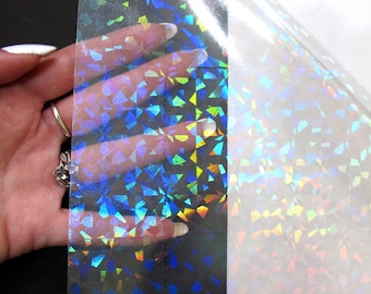 Holographic Sticker, Clear Self-Adhesive Vinyl Overlay - Shattered Glass Design