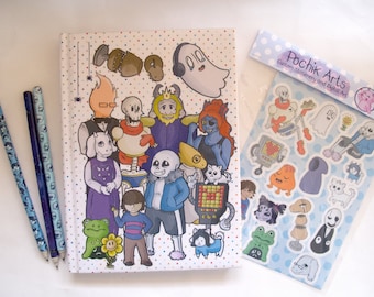 Undertale Stationery Bundle - 20% DISCOUNT vs UNBUNDLED // Set, Pencil, Stickers, Gift, Sans, Sketchbook, Notebook, Merch, Papyrus
