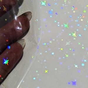 Holographischer Aufkleber, durchsichtiger selbstklebender Vinyl-Overlay - funkelnde Sterne