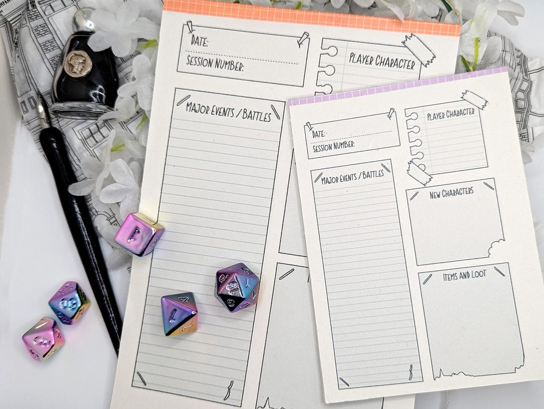 DND Player Notes / Log Book Pad - Etsy