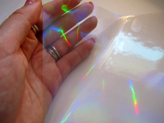 Self-Adhesive Holographic Vinyl Overlay Sticker - Smooth Rainbow Design