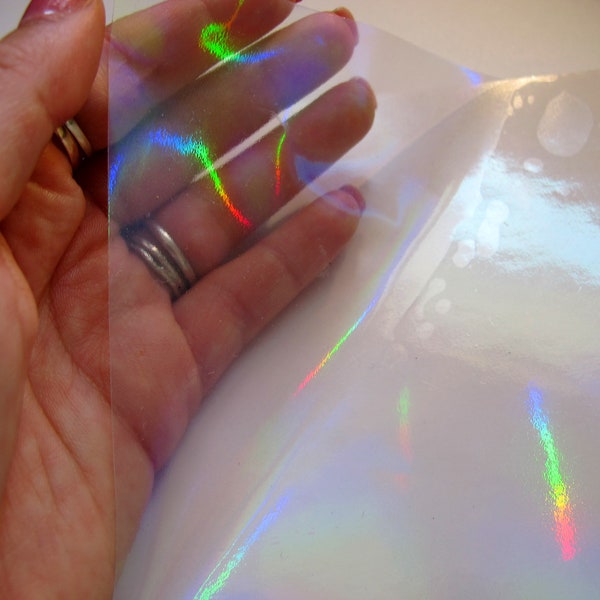 Etiqueta autoadhesiva de superposición de vinilo holográfico - Diseño suave del arco iris