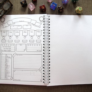 TTRPG 5e Charakter Bogen, Ring gebunden auf Recyclingpapier