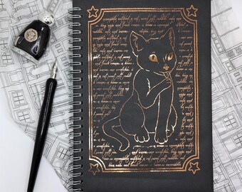 Carnet de notes avec motif chat, papier à pois, ligné ou vierge