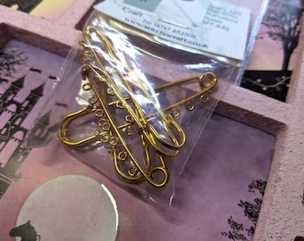 Gold Safety Pins with 7 Loops - 5.5cm / 55mm length