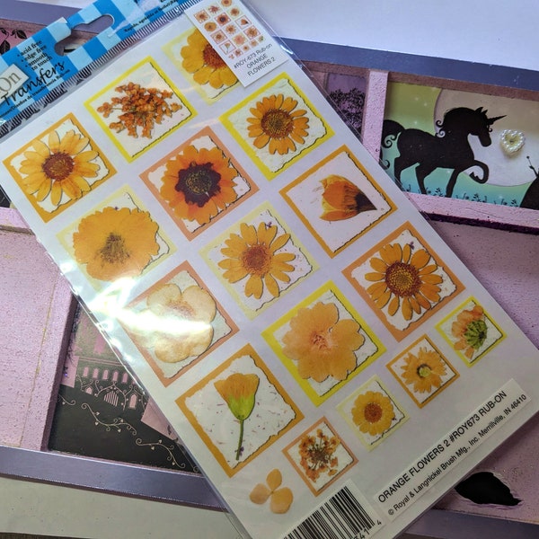 Papermania Brand Rub-On Transfers - Yellow Flowers