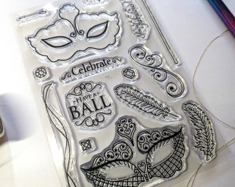 15 Clear Stamps - Masquerade Ball Theme