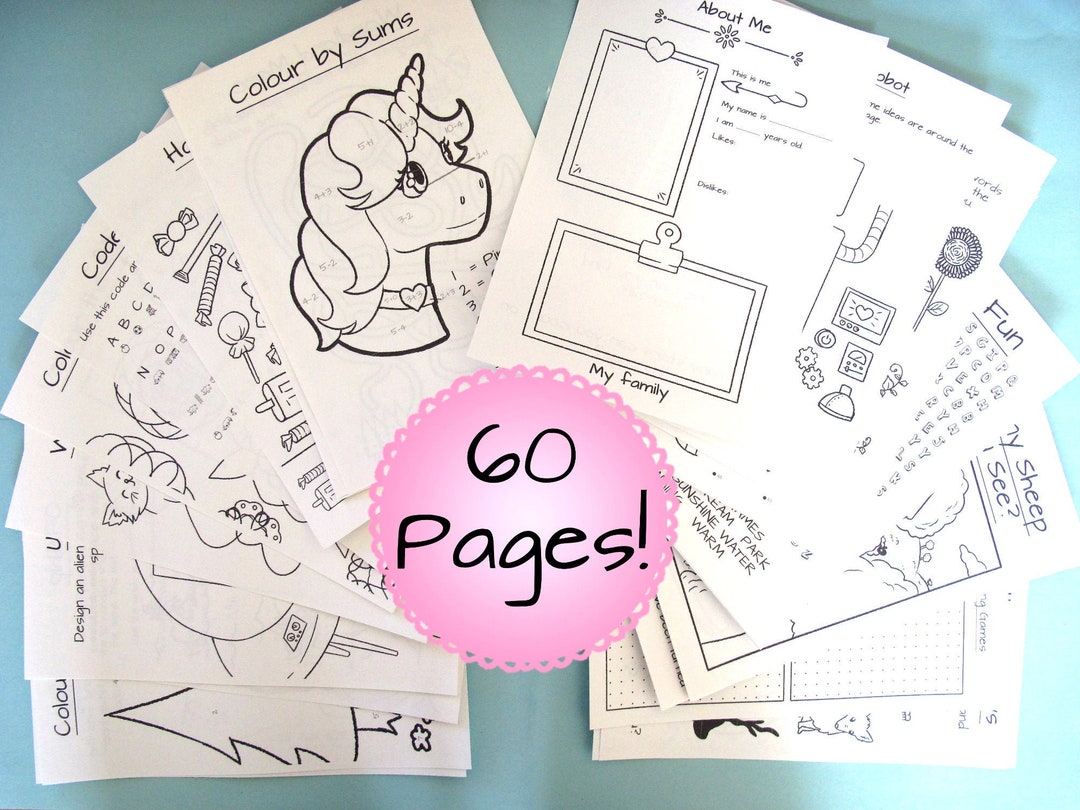 60 Page Printable Kids Puzzle and Activity Book for 5-7 Year Olds ...