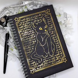 Metallic Foil Cat Ringbound Notebook with Dotted, Lined or Blank Paper