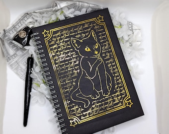 Carnet de notes avec motif chat, papier à pois, ligné ou vierge