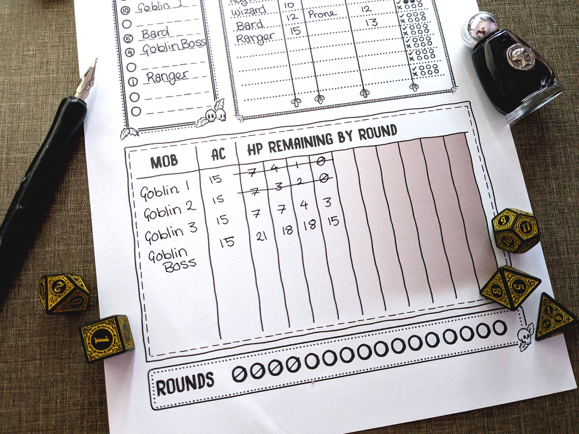 TTRPG Initiative/battle Tracker Sheet - Etsy