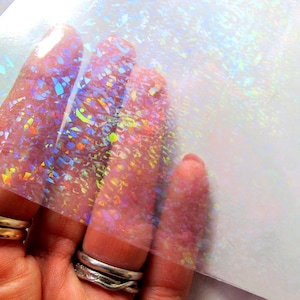 Holographic Sticker, Clear Self-Adhesive Vinyl Overlay - Broken Gems Design