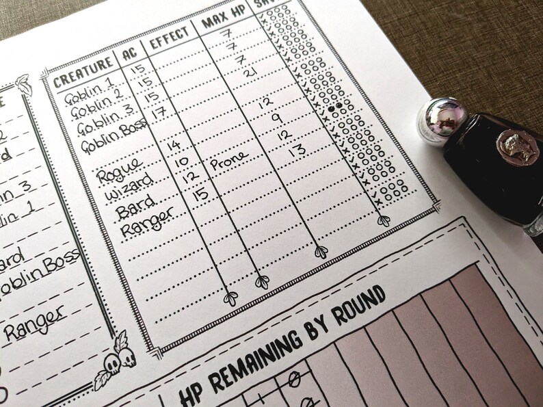 TTRPG Initiative/battle Tracker Sheet - Etsy