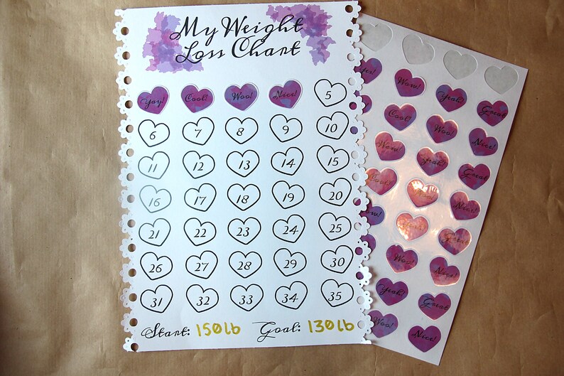 Cute Weight Loss Chart With Stickers Etsy