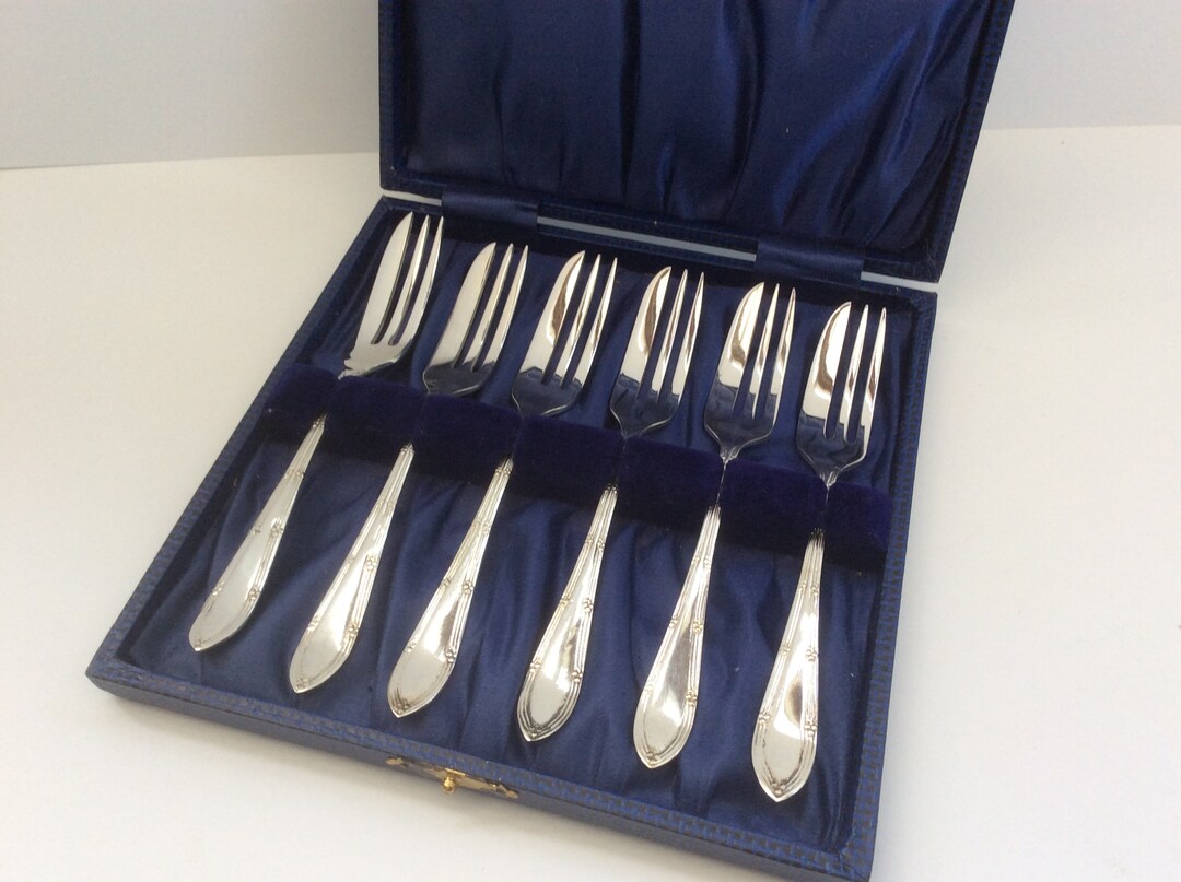 EPNS Silver Plated Cake Forks With Box. Etsy