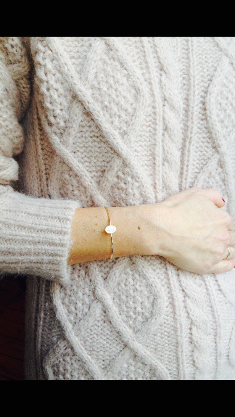 Bracelet Bangle miraculous medal Virgin Mary plated gold model Virgin Mary