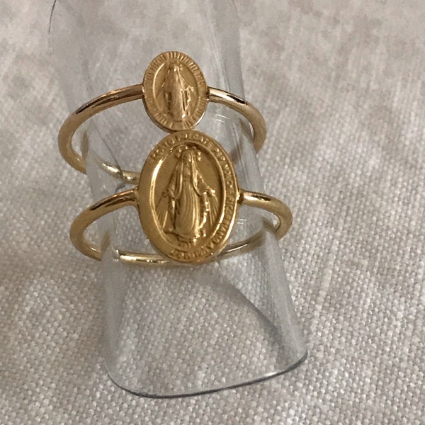 Gold Plated Miraculous Medal Ring (2 models of Virgin Mary ring available)