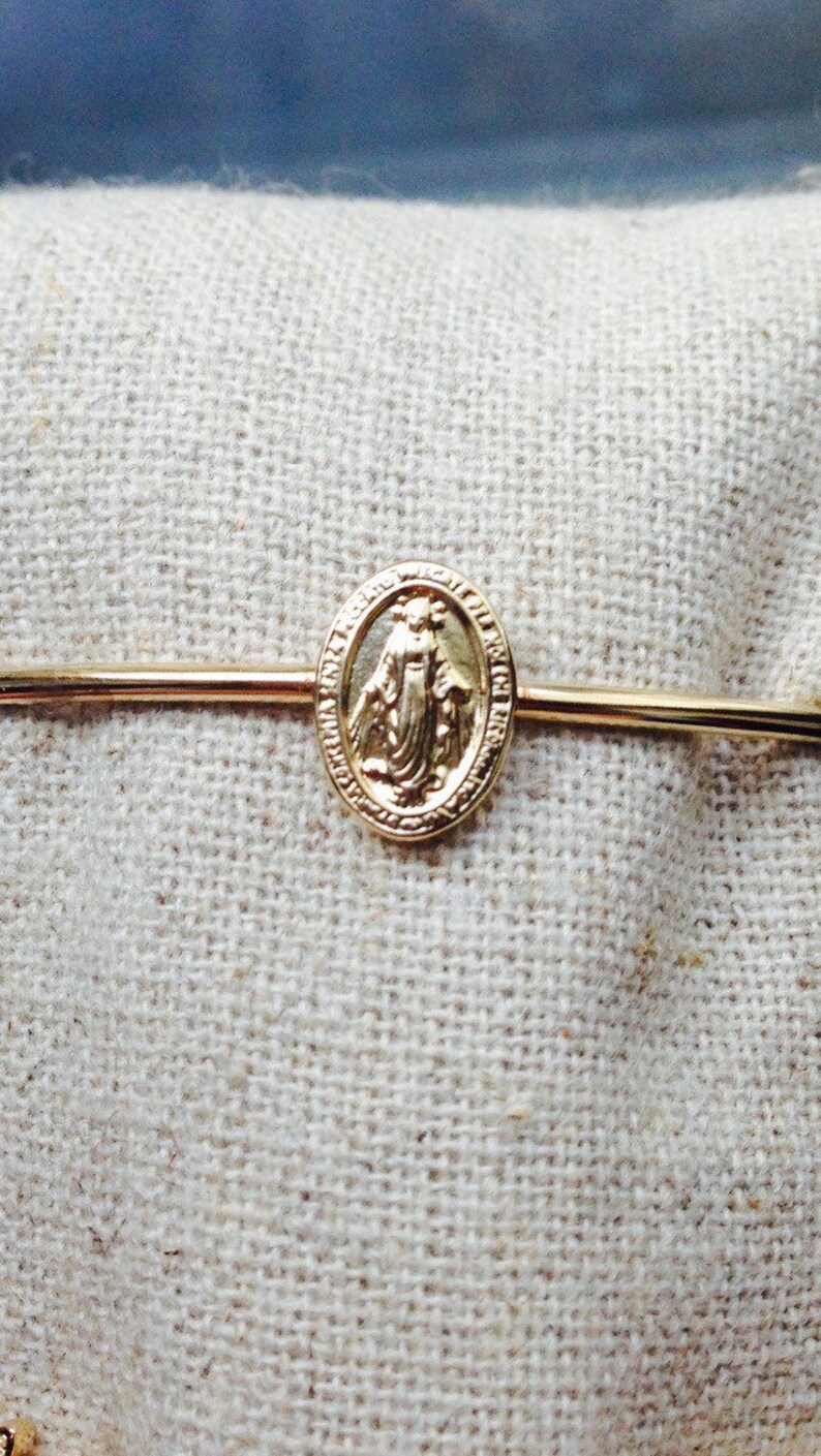 Bracelet Bangle miraculous medal Virgin Mary plated gold model Virgin Mary