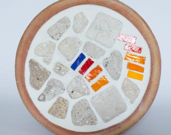 Mosaic Wall Plate, Wall Decor, Housewarming Gift, Ceramic Plate, Smalti Tiles, Stone Art, Mediterranean Decor