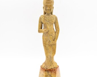Vintage 10&quot; Thai or Chinese Buddha Shoushan Stone Statue