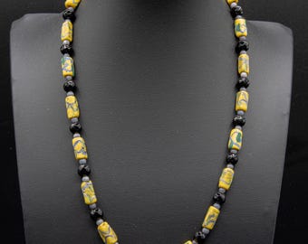 Vintage African Trade Bead and Obsidian Necklace (Venice, Italy)