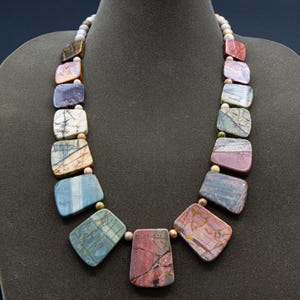Large Picasso Jasper Statement Necklace 25&quot;