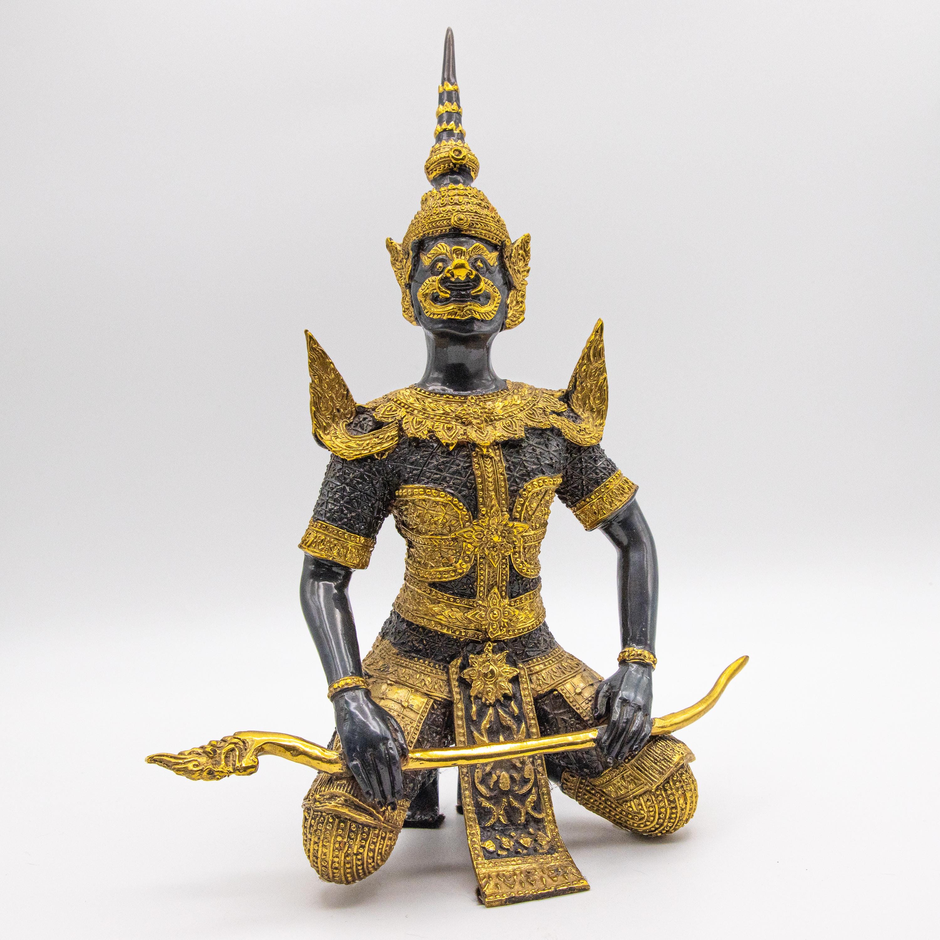 Große Guss Bronze Vergoldete Figur eines Hanuman Thai Krieger und Wächter
