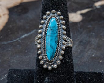 Southwestern Style Turquoise and Silver Ring by Pacific Jewelry Company - Size 8