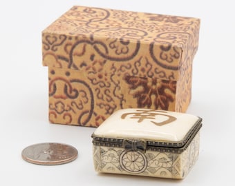 古代中国のアンティークの天然骨箱、純粋な手作り、絶妙な貴重な絵