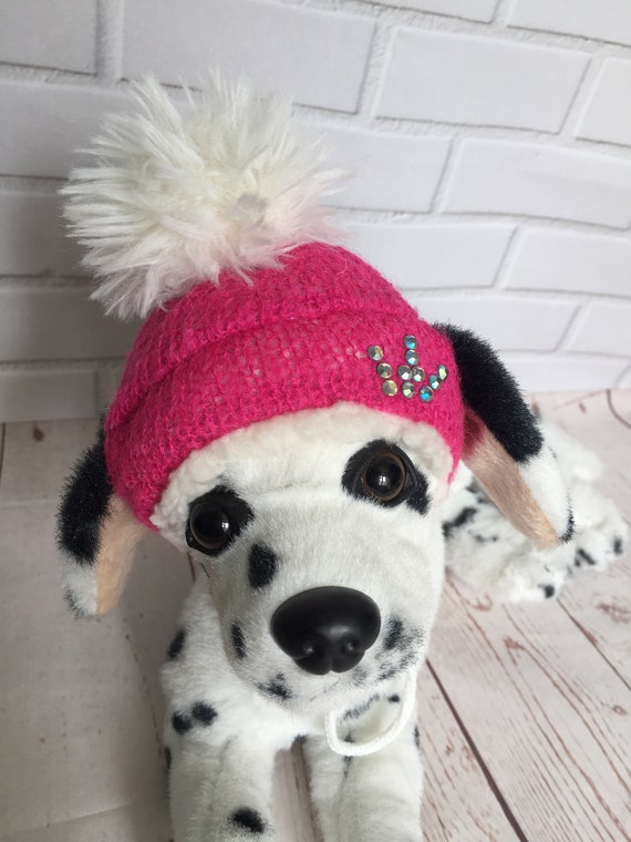 Winter dog hat with rhinestones with a large pompom Etsy